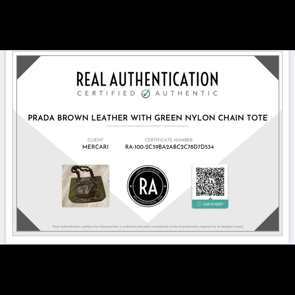Prada brown leather with green nylon combo chain handle - Picture 11 of 11